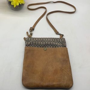 Myra Bab Upcycled Crossbody Bag Leather Canvas. MCB3829I